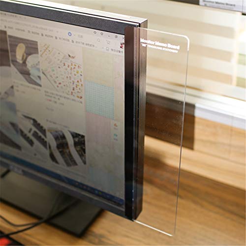 MINSA Fashion Multifunction Utility Acrylic Transparent Computer Monitors Side Panel/Memo Pads/Message Boards/Sticky Boards for Computer Screen, 1 Set (Left & Right) (Transparent) - Image 3