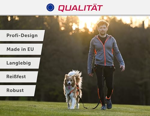 LASALINE Hunde Zuggeschirr X Back für Canicross Hundesport Dogscooter Bikejöring Schlitten in Schwarz Neonorange