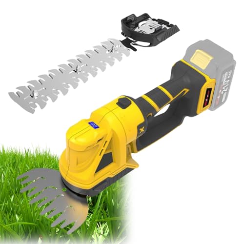 Cortador de setos inalámbrico 2 en 1 compatible con batería Dewalt de 20 V, cortador de césped de mano, cortadora de arbustos, tijeras de césped eléctricas con 2 cuchillas para patio, jardín, arbusto