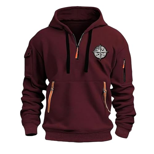 Sudadera tipo cargo con capucha para hombre y hombre, forro polar, media cremallera, con gráficos de medalla de la Marina de los Estados Unidos, sudadera de manga larga, suéter con cremallera de un