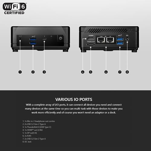 Image of msi Cubi 5 Premium Compact Desktop, 12th Gen Intel i7-1255U Processor, 16GB RAM, 1TB SSD, Wi-Fi 6, Thunderbolt 4, HDMI, DP, Windows 11 Pro, Support 4K@60Hz Triple Display for Home /Office /Gaming