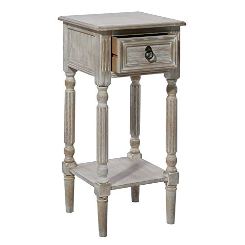 Deco 79 Farmhouse Wood Rectangle Accent Table, 14" X 14" X 29", White #TOP5