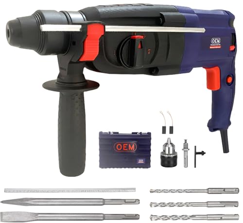 Image of OEM Professional 26MM Rotary Hammer Drill 900W Heavy-Duty 3-Mode Machine | Full Copper Motor | Forward /Reverse Function | Includes 3 Drill Bits + 2 Chisels | 6-Month Warranty