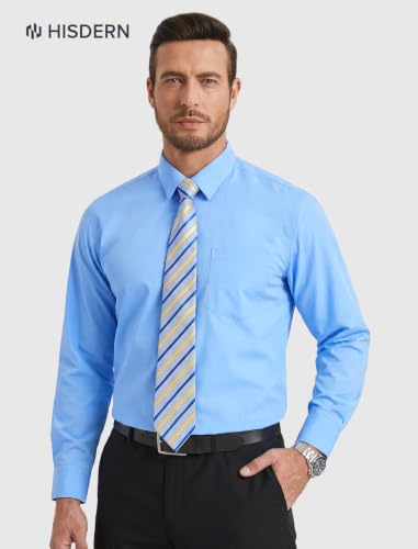 Image of HISDERN Mens Dress Shirt with Tie Pocket Square Set Classic Button Down Shirt Matching Tie Long Sleeve Shirts