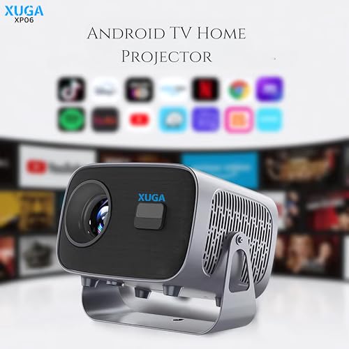 Image of XUGA- Cybernautt XP06 4X+ Fully Automatic Projector 4k Ultra HD | Native 1080P | 360 Rotation | 5500 Lumens, Android OS, WiFi 6, Powerful 5W Speaker, Portable Home Theater | Smart Projector for Room