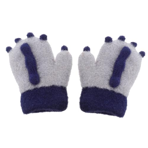 BESTYASH 1 Pair Kids Winter Gloves Boys Girls Warm Full Finger Cashmere Gloves Adorable Cartoon Dinosaur Claws Design