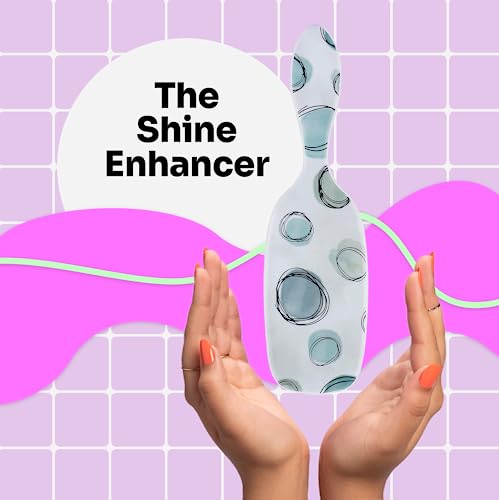 Wet Brush Shine Enhancer Paddle Hair Brush, Teal Dots (Watercolor Motif) - Hair Detangler With Natural Boar Bristles Leave Hair Shiny & Smooth For All Hair Types - Pain-Free Detangling Brush #TOP1