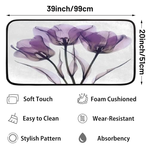Tapete decorativo cocina con diseño tulipanes púrpura 99x51 cm miniatura 2