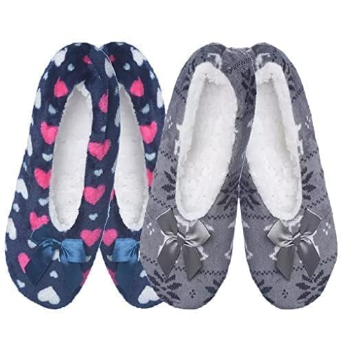 wandf Slipper Socks Women's Super Soft Slipper Belly Winter Fuzzy Velvet Socks Cozy Home Sleeping Women & Girl Soft Belly Anti Slip Slipper for winter home Indoor Use Multicolor Free Size(Pack of 2)-picture-54