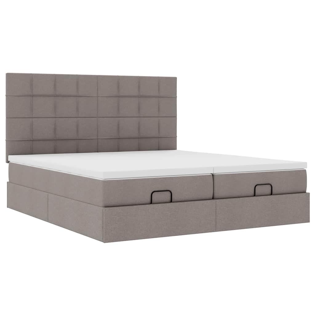vidaXL Struttura Letto Pouf con Materassi Tortora 180x200cm in Tessuto