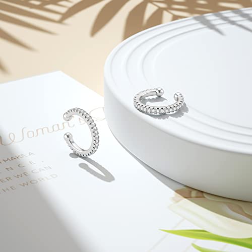 Dalaran 925 Sterling Silver Cubic Zirconia Ear Cuffs For Non Pierced Ears Women Hypoallergenic Sparkling Round Huggie Cartilage Earring Jewelry Gifts #TOP3