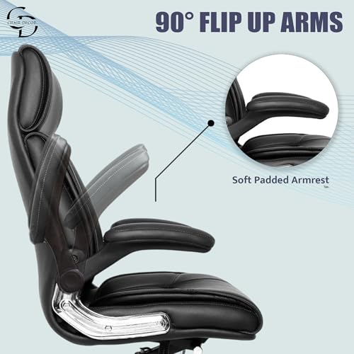 Image of Premium Leatherette Boss Chair for Office | Ergonomic High Back Revolving Chair for Home, Office, Study & Gaming | Height Adjustable Office Chair in Chrome Base | 1pc (Black)