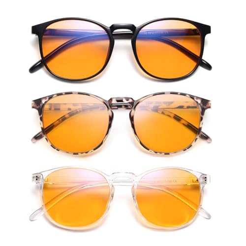 Image of IBOANN Chic & Comfy Blue Light Glasses for Women - 3-Pack Round Frames, Screen-Ready Style with UV Protection Coating