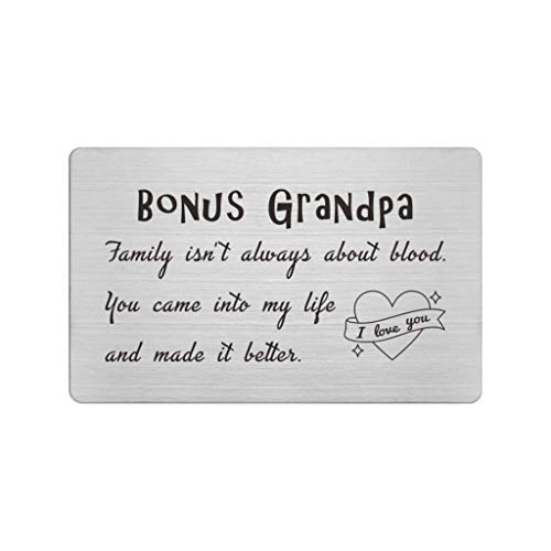 Stepgrandfather Wallet Card, Step Grandpa Christmas Birthday Cards, Bonus Grandpa Stepgrandpa, Adoptive Foster Like a Grandpa Gift Presents