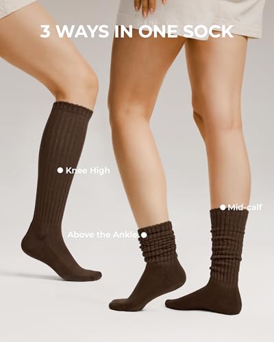 Image of FITRELL Slouch Socks for Women, 3 Pairs Soft Cotton Knee High Scrunch Tube Boot Socks
