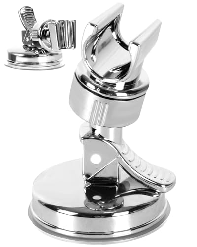 Shower Head Holder, Universal Shower Head Bracket with Suction Cup No Drill Shower Holder Bracket Replacement Adjustable Shower Holder for Bathroom Accessories