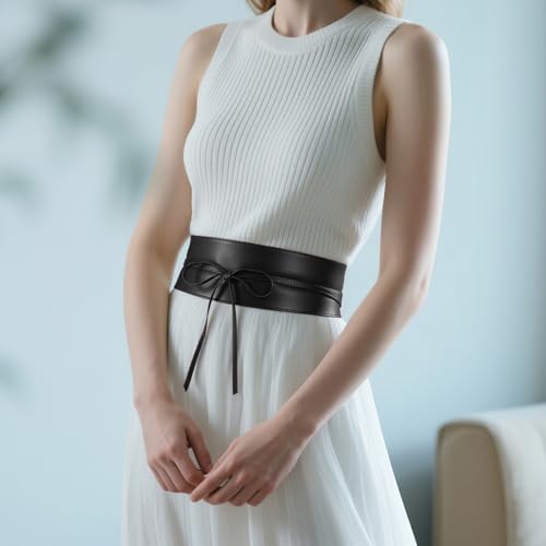 JASGOOD Women's Fashion Leather Obi Style Belt,Wide Wrap Waist Band Chic Belt2