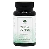 Zinc & Copper Supplement - High Absorption Chelated Formula - 15:1 Balanced Ratio - Immune Support - Vegan, Non-GMO, 60 Capsules - G&G Vitamins