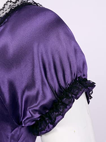 Yartina Men's Sissy Lingerie Satin Lace Frilly Dress Ruffles Pajamas Nightwear Crossdress Nightdress4