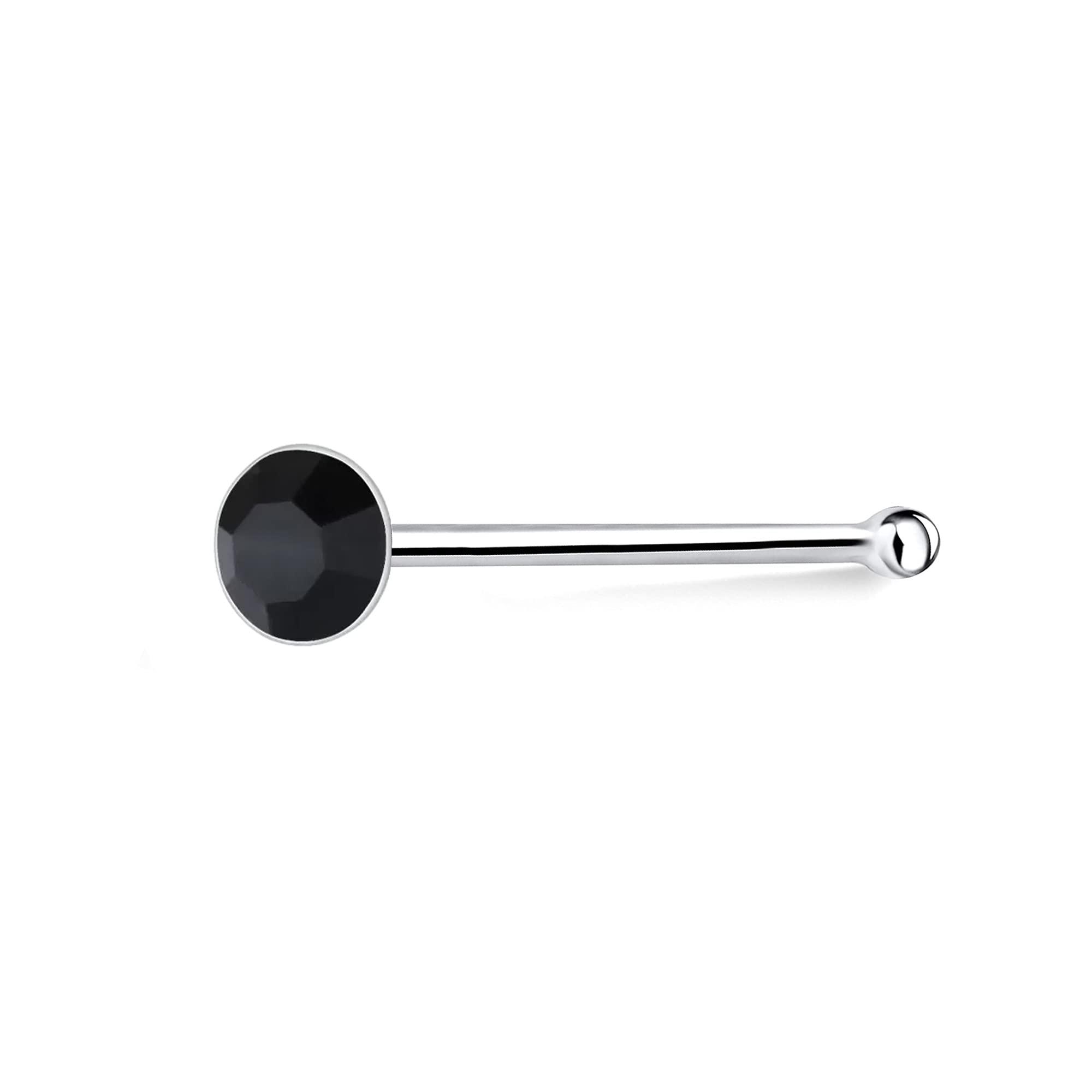 Via Mazzini Pure 925 Sterling Silver 2.5mm Black Crystal Nose Pin Stud for Women and Girls (NR0140) (B08BZQCBG9) Amazon Price History, Amazon Price Tracker