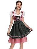 GloryStar Women's German Dirndl Dress Costumes for Bavarian Oktoberfest Carnival Halloween 2Pcs-Classic Red Plaid L