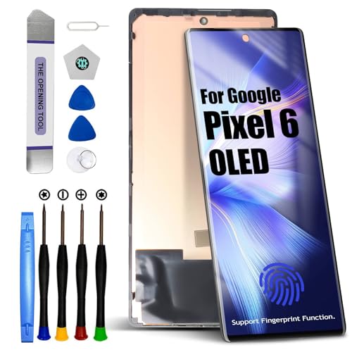OLED for Google Pixel 6 LCD Screen Replacement for Google Pixel 6 LCD Display Touch Screen Display Assembly Repair Kits with Frame GB7N6 G9S9B16 G9S9B GR1YH (with Fingerprint Function)