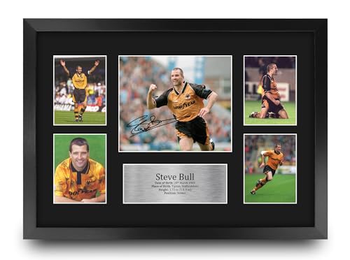 HWC Trading Steve Bull Wolves Printed Memorabilia Signed Autograph Photograph Display for Football Fans and Supporters - A3 Framed