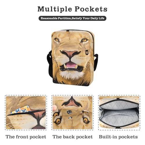 Lion Wild Animal mens messenger bag Shoulder Crossover Bag Women's Purses Adjustable Strap for outdoor sports work2