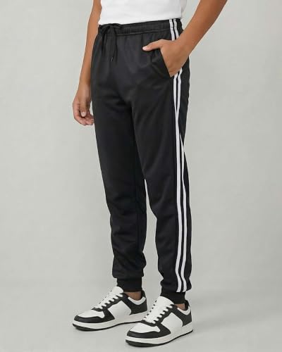 Image of Real Essentials 3 Pack: Boys' Athletic Jogger Sweatpants - Kids Teens Youth Active Sports Pants with Pockets (Sizes 5-18)