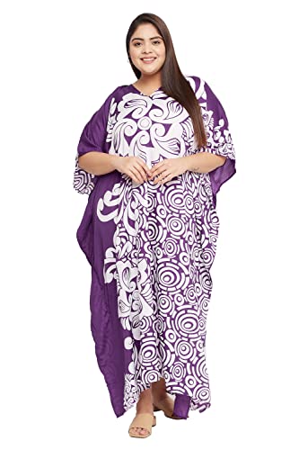 Image of Oussum Women Polyester Casual Long Plus Size Beach Caftan Cover Up Maxi Dress 1X-3X Summer Kaftan Dresses for Women
