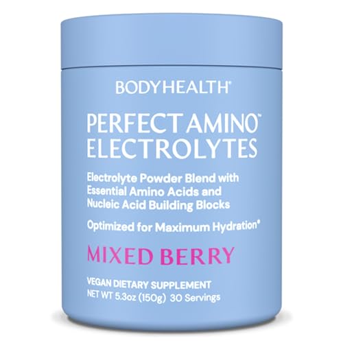 Image of BodyHealth PerfectAmino Electrolytes Powder No Sugar, Keto Sugar Free Fasting Electrolytes Drink Mix, Hydration Powder with Trace Minerals - Mixed Berry - 30 Servings