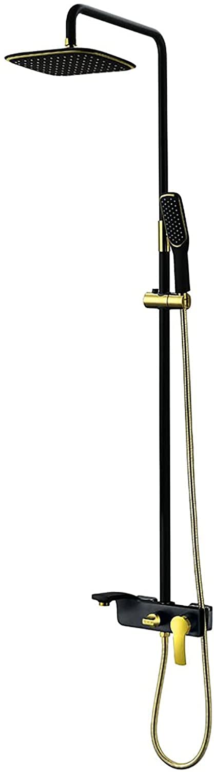QUSYZD Shower System Wall Mounted Black Shower Faucet Set with Shower Head Shower Hose Shower Set Bathroom with Bath Filler and Hand Shower Rain Mixer Shower Combo Set with,