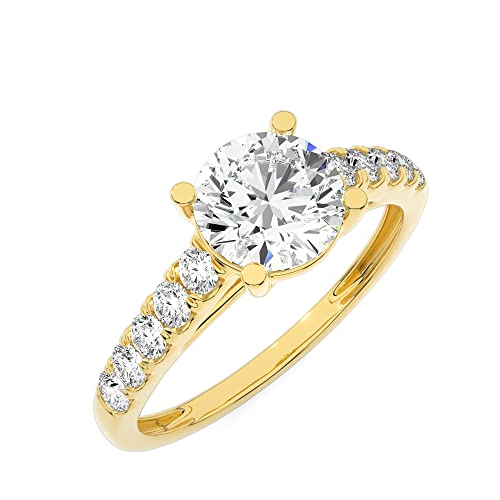 Buy Jewels 10k Soild Gold Round Moissanite Engagement Ring For Women 1ct DEW G-H Color VVS1 Quality (Yellow Gold, 7)