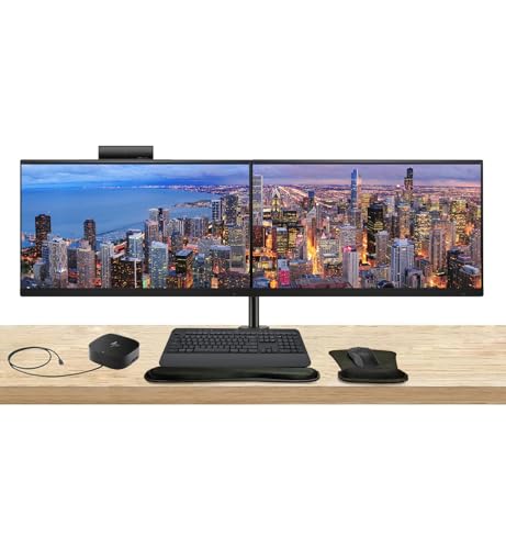 Image of HP Series 5 Pro 27-inch 527pq and 527pm 2K QHD Conferencing Monitor, 2-Pack Bundled with Desk Mount Stand, USB-C Multiport G5 Dock, MK650 Wireless Keyboard & Mouse, Gel Mouse & Wrist Pad