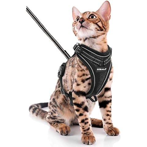 SCIROKKO Cat Harness and Lead Set - Escape Proof Adjustable Puppy Harness for Outdoor with Reflective Strap, Soft Mesh with Metal Clip Cat Walking Jacket for Kitten Rabbit Cover