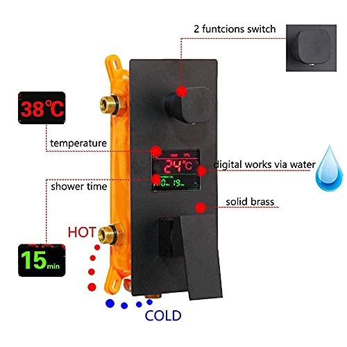 Ensemble de robinets de douche numériques noirs avec mélangeur 2 voies précis - 5
