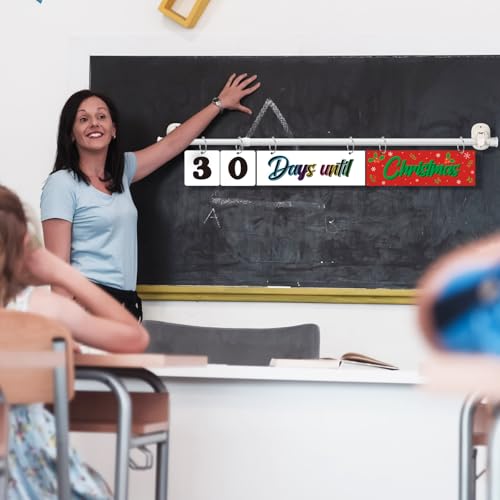 Christmas Calendar Bulletin Board Set of 15 Holiday, Classroom Flip Calendar Adjustable Holder with