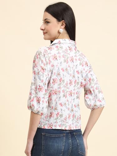 Image of Women's Cotton Blend Printed Combo (Pack of 2) Shirts - 3 /4 Sleeves V Collar Neck