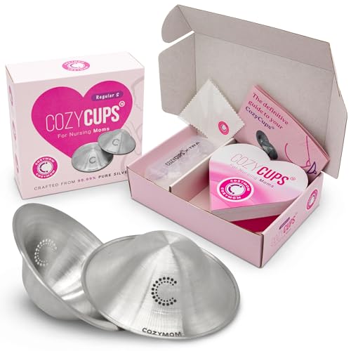 Image of COZYMOM™ Pure Silver Nursing Cups 55mm with Silicone Nipple – Nipple Care for Breastfeeding Moms – Soothe Sore Nipples – Hypoallergenic, Reusable – Complete Nursing Support – Gift for Mom-to-Be