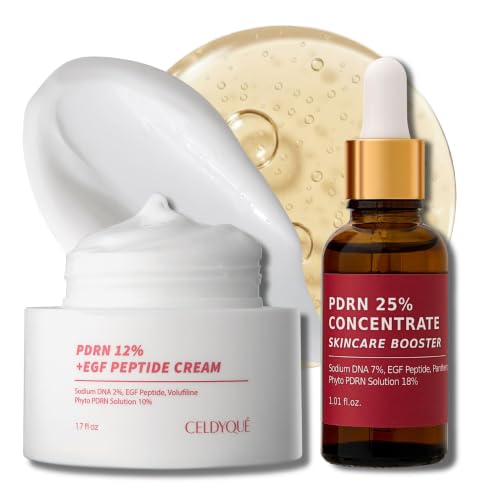 Salmon DNA PDRN &amp; EGF Peptide Duo Set – 25% Concentrate Serum + 12% Cream | Volufiline + Salmon DNA + Phyto PDRN | Post-Microneedling Anti-Aging w/Niacinamide &amp; Hyaluronic Acid | Korean Skincare