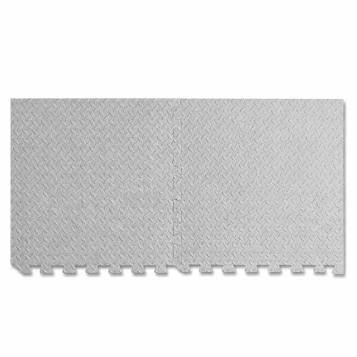 Image of eHomeKart Gym Mats for Floor for Home and Living Room, Interlocking Rubber Floor Gym Mat for Workout at Home, Super Absorbent EVA Foam Workout Mat- 60x60cm - 12mm, Grey (Pack of 4-16 Sq Ft Area)