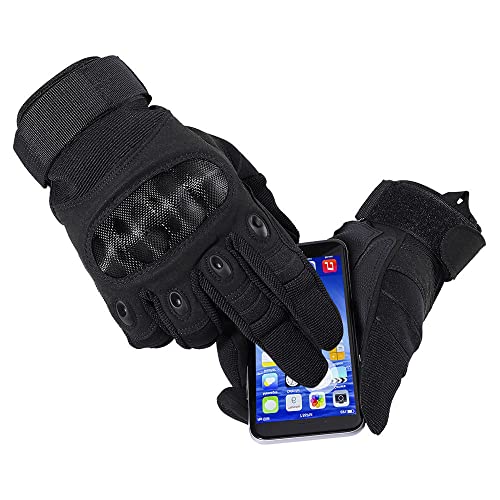 CYOFO Tactical Gloves for Men, Touchscreen Gloves Hard Shell Knuckle Protection Leather Palm Motorcycle Gloves for Riding Combat Airsoft Paintball Climbing Hunting (M) - Thumbnail 3