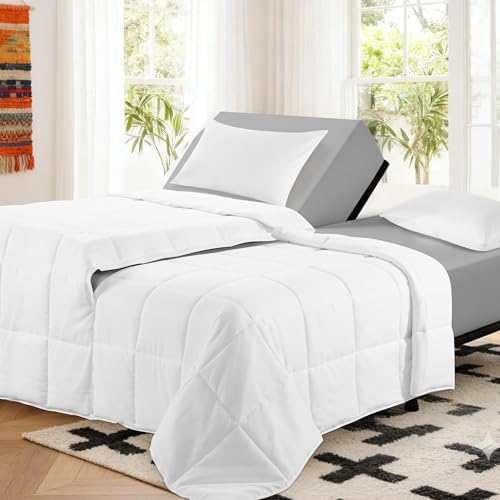 HOMBYS Split King Comforter Sets for Adjustable Bed, 3-Piece Bedding Set King Size 106"×90", Individual Comfort for Couples, Machine Washable, White