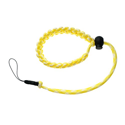 FoRapid Braided 550 Paracord Adjustable Camera Wrist Strap/Bracelet Quick Release Connector fits All Camera Lugs for Mirrorless Compact System DSLR Cameras, Binoculars - Yellow/White