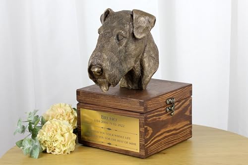Urne pour chien avec tête d'Airedale Terrier en bronze pour honorer sa mémoire - 3