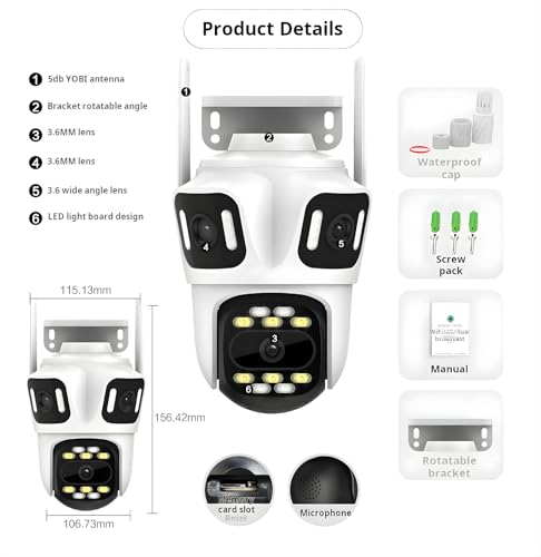 Image of TechEase 12MP Triple Lens WiFi CCTV Camera | 4+4+4MP Triple View | Color Night Vision | AI Human Detection | 2-Way Audio | SD 256GB | Cloud | IP68 | TE-Tr1