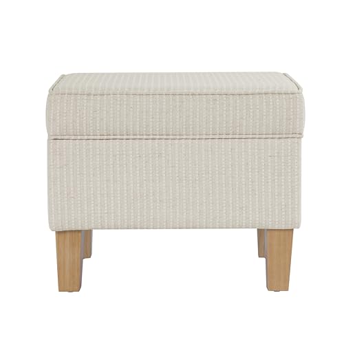 Image of HomePop 22 inch Modern Rectangular Storage Ottoman - White Woven Stripe