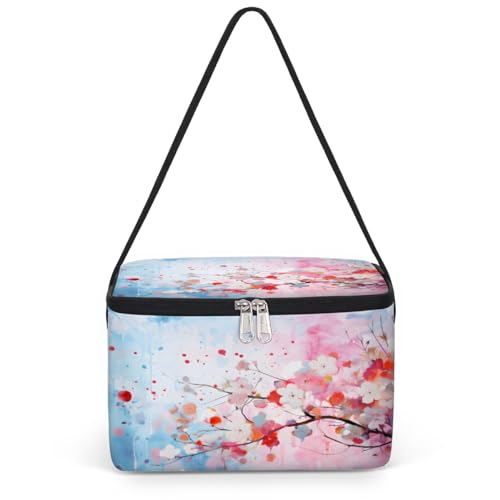 Watercolor Flowers Lunch Bags for Women Men 9 Cans, Hot & Cold Food Delivery Bag Insulated Grocery Bag Insulated Lunch Box Colorful Floral Cooler Bag for Office Work Picnic Beach