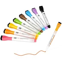 Magnetic Dry Erase Markers, 8 Colors Fine Tip White Board Markers with Eraser, Low Odor Thin Dry Erase Markers for Work on Board, Calender & Refrigerator