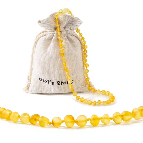 Cici's Story Collier Ambre(Unisex)(Butterscotch Raw) - 33cm - 100% Plus Haute Qualite Certifie l'Ambre la Baltique Authentique Collier
